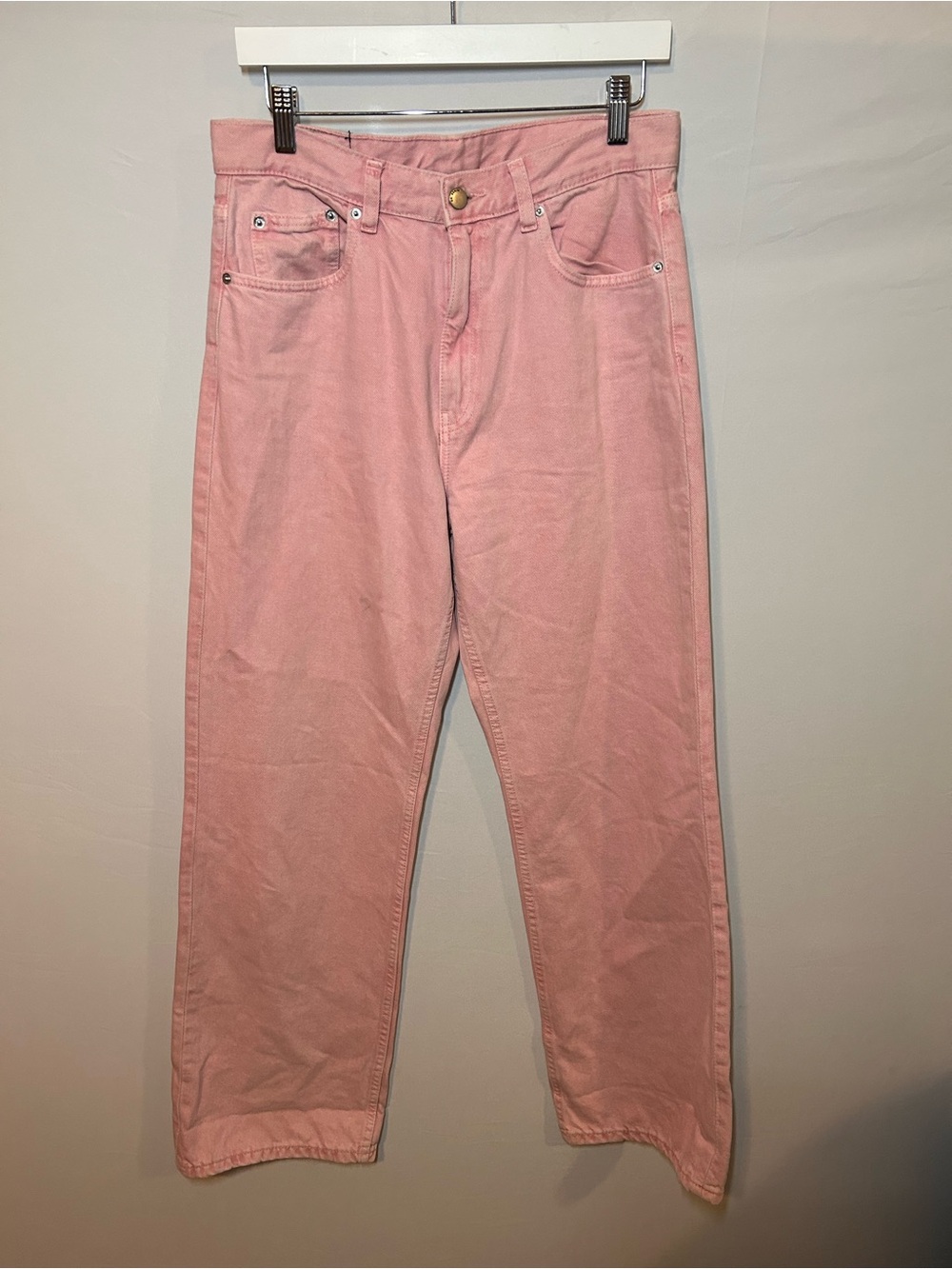 DR DENIM Echo High Rise Straight Leg Jeans Washed Pink 31 32 - Picture 2 of 5
